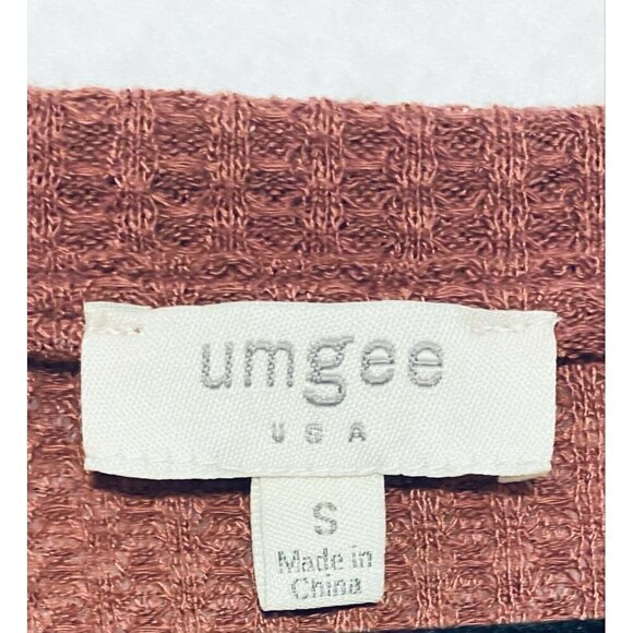 Umgee Womens Waffle Mixed Fabric Sleeve Top Cheetah Southwestern Small - Picture 5 of 7